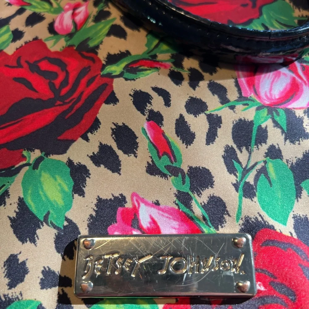Betsey Johnson Red Pink Green Floral Leopard Laptop Bag